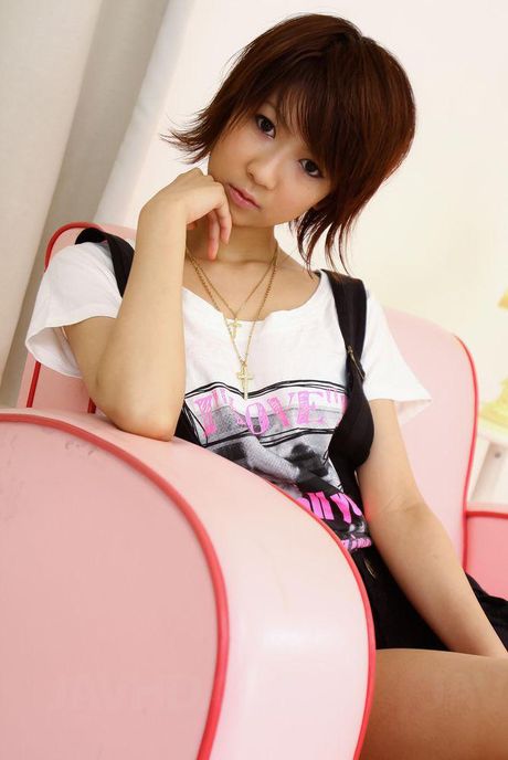 Miriya Hazukis pussy filled with a rabbit vibrator