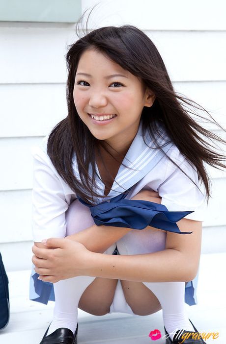 Fuuka Nishihama Asian takes school uniform off piece by piece