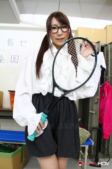 Yuni Katsuragi strokes cock to convince guy to join her club