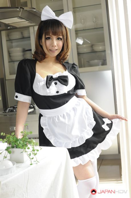 Naughty maid Yume Aino gives big titjob to a costumer