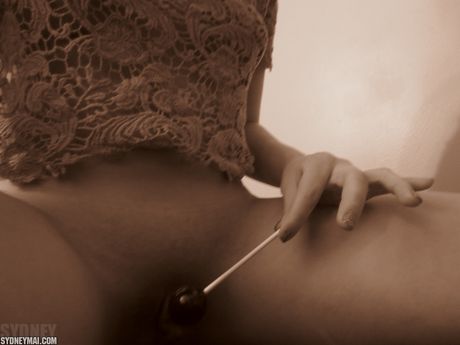 Amateur Asian Sydney Mai shows her tiny tits and toys her pussy in a solo