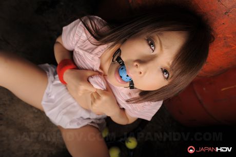 Freaky teen slut Nazuna Otoi  gets gagged and teased with sex toys