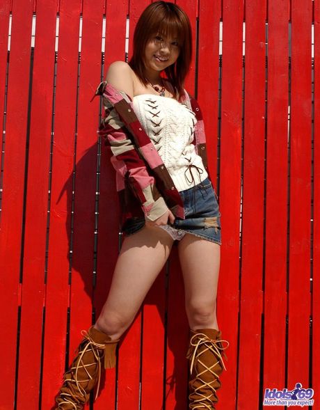 Asian horny teen slut shows her hairy pussy and nice firm ass while modeling