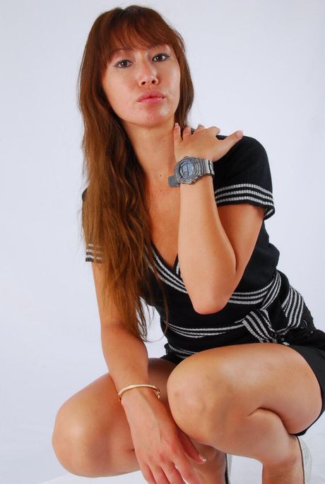 Asian amateur teen strips and unveils her small tits and pussy